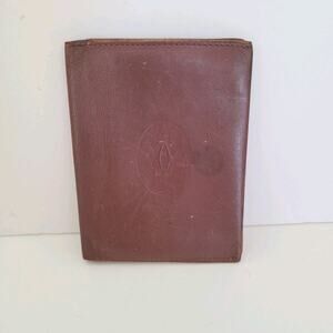 Cartier Paris Vintage Bifold Leather Bordeaux Red Wallet Small Compact Card ID